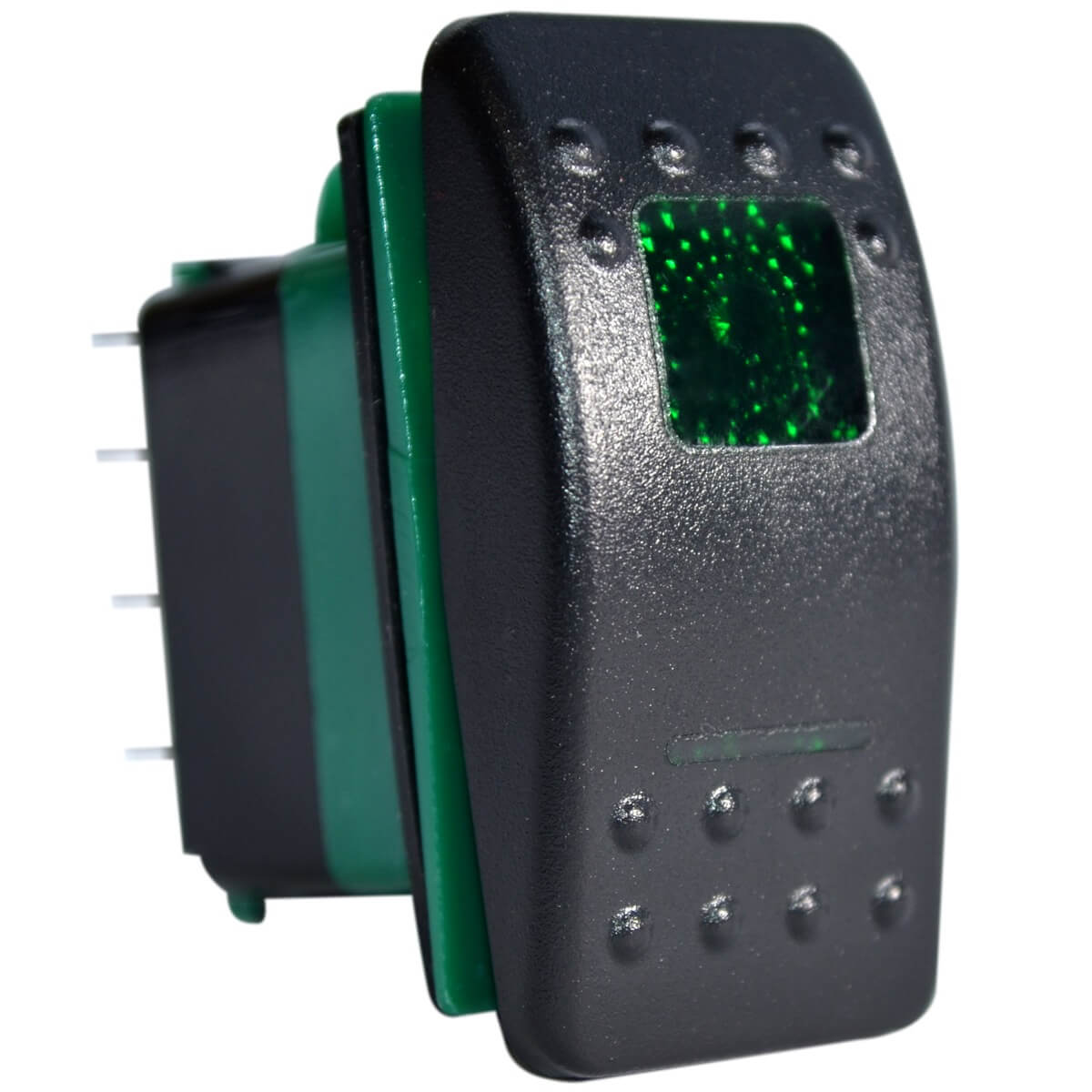 Rocker Switch ON-OFF-ON DPDT 7PIN GREEN