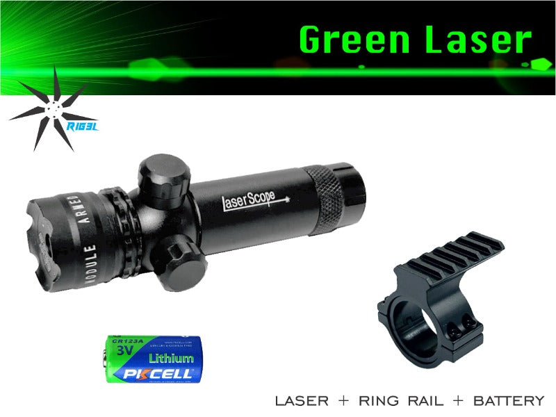 Laser - Green + Ring Rail + Battery (rechargeable)