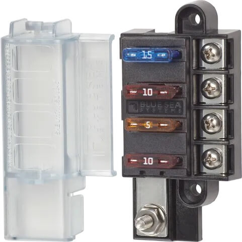 Fuse Block 4 Way Positive with Cover and Label Kit
