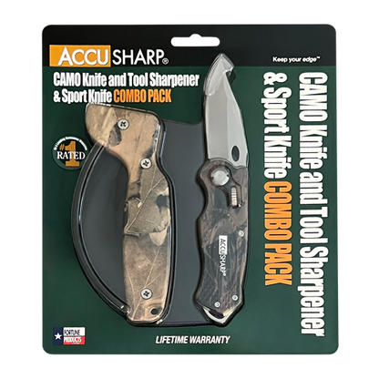 AccuSharp Camo Sharpener & Camo Sport Knife Combo