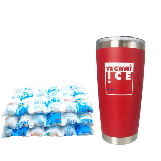 Techni Ice 600ml (20 oz.) Tumbler Red Stainless Steel 6 Years Warranty + 3 Techni Ice Reusable Dry Ice Packs *FRESH STOCK JUST ARRIVED